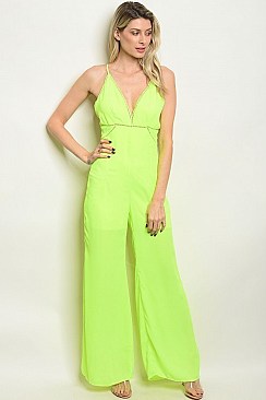 Sleeveless V-neck Wide Leg Jumpsuit - Pack of 6 Pieces