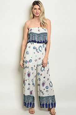 Sleeveless Tube Top Floral Print Jumpsuit - Pack of 6 Pieces
