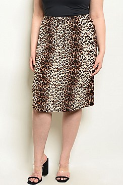 Plus Size Fitted Waist Leopard Print Mini Skirt - Pack of 6 Pieces