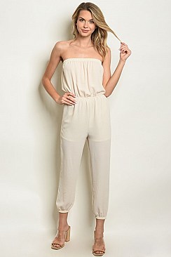 Sleeveless Smock Waist Tube Top Jumpsuit - Pack of 6 Pieces