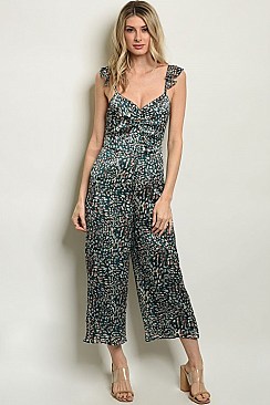 Sleeveless Sweetheart Neckline Printed Ruffled Jumpsuit - Pack of 7 Pieces