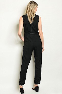 Sleeveless Collared Button Detail Jumpsuit - Pack of 6 Pieces