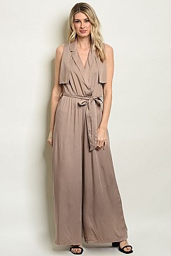 Sleeveless V-neck Wide Leg Jumpsuit - Pack of 6 Pieces