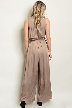 Sleeveless V-neck Wide Leg Jumpsuit - Pack of 6 Pieces