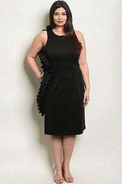 Plus Size Sleeveless Ruffled Midi Dress - Pack of 6 Pieces