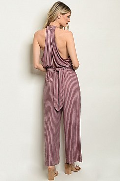 Sleeveless Scoop Neck Striped Jumpsuit - Pack of 6 Pieces