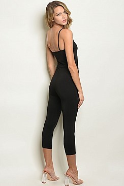 Sleeveless Scoop Neck Cropped Jumpsuit - Pack of 6 Pieces