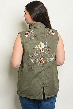 Plus Size Sleeveless Utility Style Vest - Pack of 6 Pieces