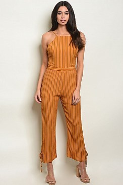 Sleeveless Round Neckline Striped Jumpsuit - Pack of 6 Pieces