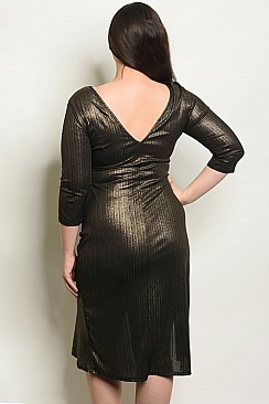 Plus Size 3/4 Sleeve Scoop Neck Shimmer Dress - Pack of 6 Pieces