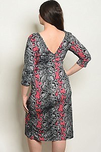 Plus Size 3/4 Sleeve Scoop Neck Animal Print Dress - Pack of 8 Pieces
