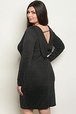 Plus Size Long Sleeve Scoop Neck Bodycon Dress - Pack of 6 Pieces