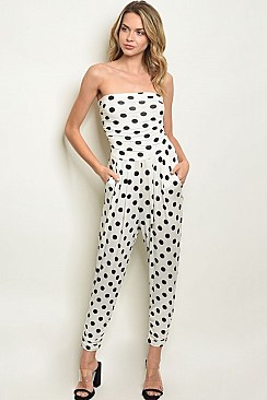 Sleeveless Polka Dot Jersey Jumpsuit - Pack of 6 Pieces