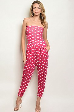 Sleeveless Polka Dot Jersey Jumpsuit - Pack of 6 Pieces