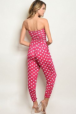 Sleeveless Polka Dot Jersey Jumpsuit - Pack of 6 Pieces