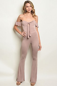 Short Sleeve Off the Shoulder Jersey Jumpsuit - Pack 6 Pieces