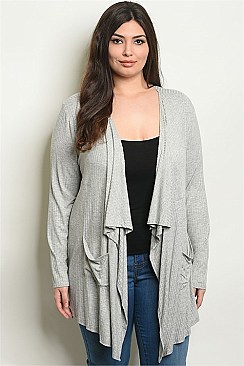 Plus Size Long Sleeve Open Front Jersey Cardigan - Pack of 6 Pieces