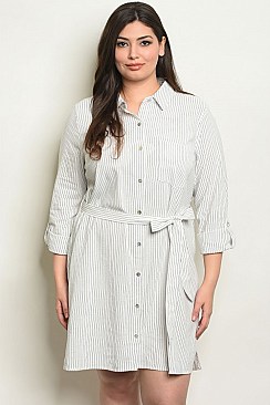 STRIPES PLUS SIZE DRESS - Pack of 7 Pieces