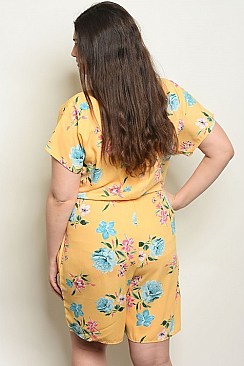 Plus Size Short Sleeve V-neck Floral Wrap Dress - Pack of 6 Pieces