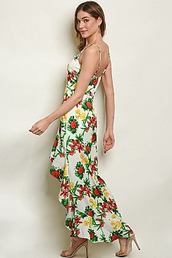 Sleeveless V-neck Floral Print Maxi Dress - Pack of 6 Pieces