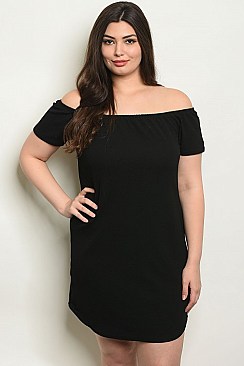 Plus Size Short Sleeve Off The Shoulder Tunic Dress - Pack of 6 Pieces