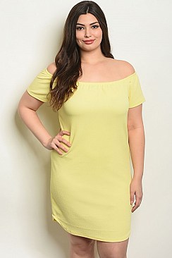 Plus Size Short Sleeve Off The Shoulder Tunic Dress - Pack of 6 Pieces