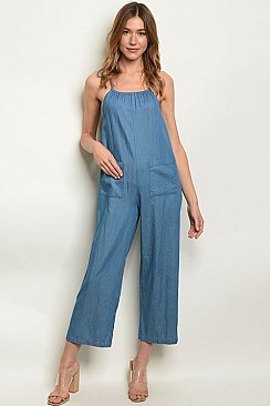 Denim Chambray Jumpsuit - Pack of 6 Pieces