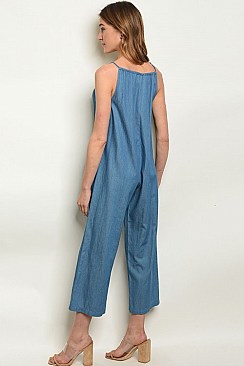 Denim Chambray Jumpsuit - Pack of 6 Pieces