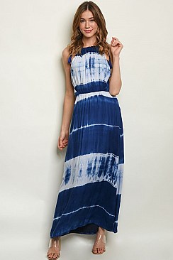 Sleeveless Tie Dye Tunic Maxi Dress - Pack of 6 Pieces