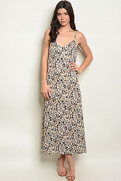 Sleeveless V-neck Leopard Print Tunic Maxi Dress - Pack of 6 Pieces