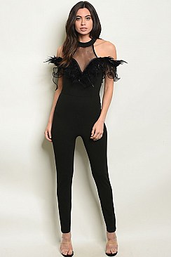 Halter Black Jumpsuit - Pack of 6 Pieces