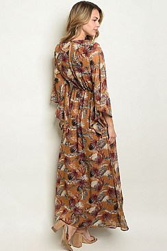 Deep V-neck Long Sleeves Flowing Maxi Dress - Pack of 6 Pieces