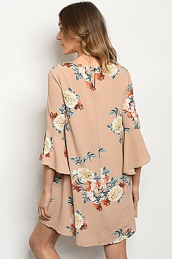 Short Flutter Sleeve Scoop Neck Floral Dress - Pack of 6 Pieces