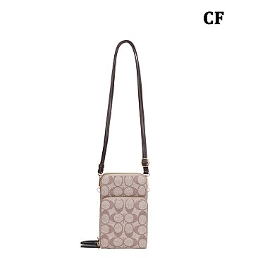 Oval Print Triple-Compartment Cellphone Wallet Messenger Bag