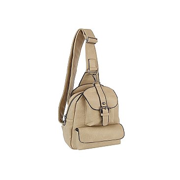 Buckle Pocket Sling Bag Backpack