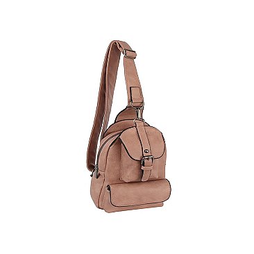 Buckle Pocket Sling Bag Backpack