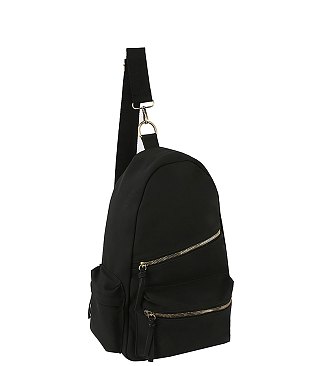 Faux Suede Sling Bag Backpack