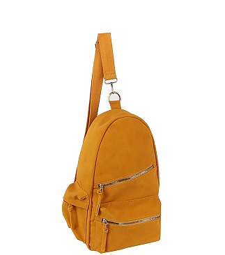 Faux Suede Sling Bag Backpack