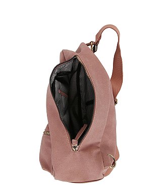 Faux Suede Sling Bag Backpack