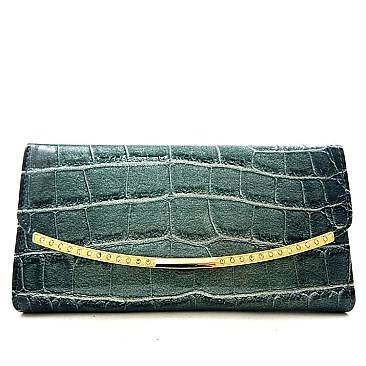 Patent Crocodile Embossed ACCENTED Wallet