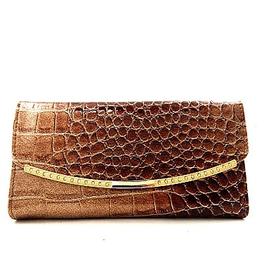 Patent Crocodile Embossed ACCENTED Wallet