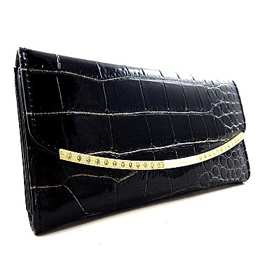 Patent Crocodile Embossed ACCENTED Wallet