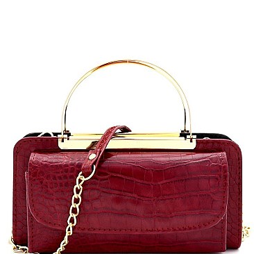 CROCODILE PRINT CELLPHONE CROSS BODY ORGANIZER