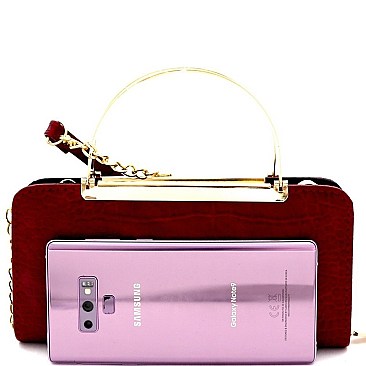 CROCODILE PRINT CELLPHONE CROSS BODY ORGANIZER