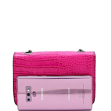 Small Crocodile Print Tun-lock Accent Boxy Cross Body