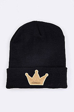 Trendy Sequin Crown Iconic Patch Beanie LA-MKH3514A