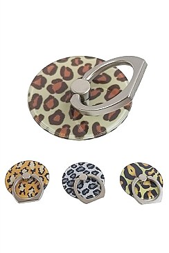PACK OF (12 PCS) LEOPARD RING-GRIP ANTI-DROP FINGER HOLDER