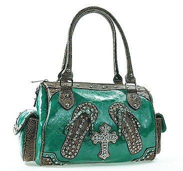 Rhinestone Sandal & Cross Design Western Bag