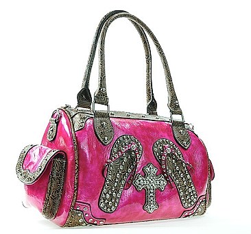 Rhinestone Sandal & Cross Design Western Bag