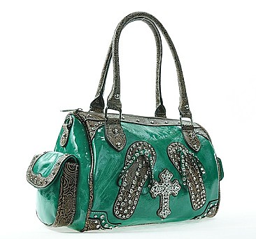 Rhinestone Sandal & Cross Design Western Bag